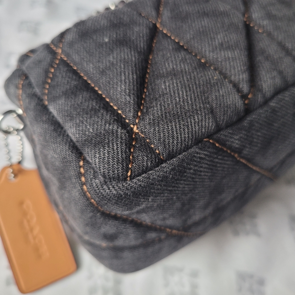 Coach Quilted Black Denim Tabby 20 Shoulder and Crossbody Bag - Picture 13 of 16